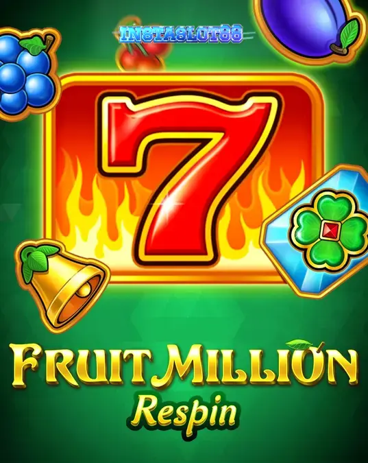 Tampilan visual slot Fruit Million Respin dengan simbol buah klasik dan latar belakang hijau modern.