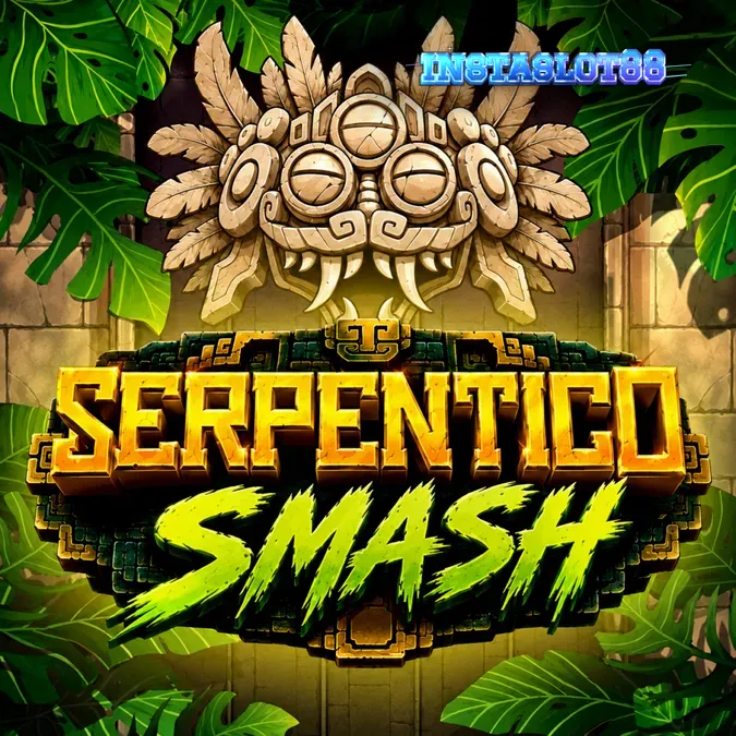 Tampilan visual slot Serpentico Smash dengan latar belakang reruntuhan hutan.